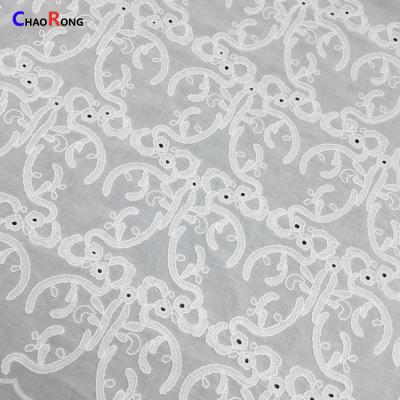 China White Flower Water Soluble Cotton Geometry CRF2219 Embroidery Lace Fabric for sale