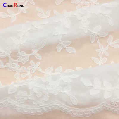 China White Flower Water Soluble Cotton Fabric Embroidery CRF2222 Embroidery Lace Fabric for sale