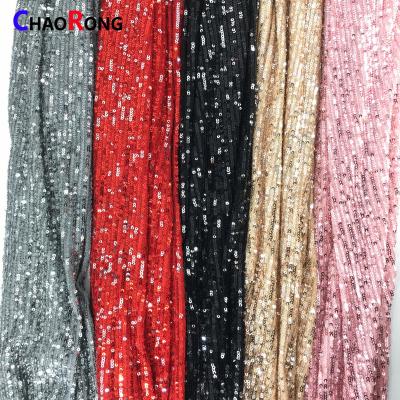 China CRF0748 Abrasion Resistance Striped Sequin Tulle Sequin Notebook Fabric 3mm Sequin for sale