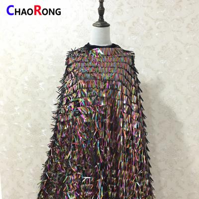 China 2018 Sustainable Colorful Rectangular Shape Sequin Fabric CRF0728 Long Hanging Sequin Fabric for sale