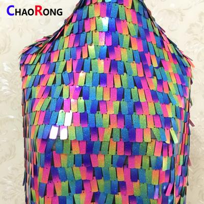 China CRF0655 design rectangle CRF0655 Canton sequin fabric viable colorful sequin fabric new lace up beading fabric for sale