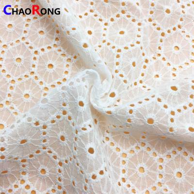 China Antistatic CR0470 Cotton Guipure Lace Fabric Embroidered For Dress Eyelet Cotton Fabric for sale