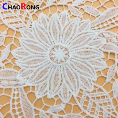 China CRF3048 white flower chemical lace pattern viable poly lace blouse lace fabric for sale