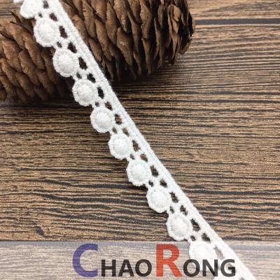 China CRTX02071 Lace Embroidery Pom Pom Pom Lace Viable White 1.1cm Chemical Trim for sale