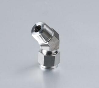 China Twin Ferrule Compression Fittings Instrument Tube Fitting Male 45° Elbow SS316 for sale