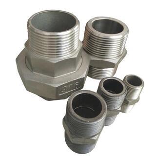 China Stainless Steel Hydraulic Forged Equal Hex Male Thread Double Nipple Pipe Fitting for sale