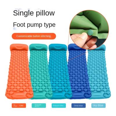 China 2021Outdoor PVC Camping Backpacking Compact Ultralight Air Insulated Inflatable Camping Sleeping Mat Sleeping Pad With Pillow for sale