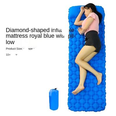 China High Quality Adult Lightweight Self Inflatable Folding Air Mat Mattress Pad Camping Sleeping Pad With Attached Pillow for sale