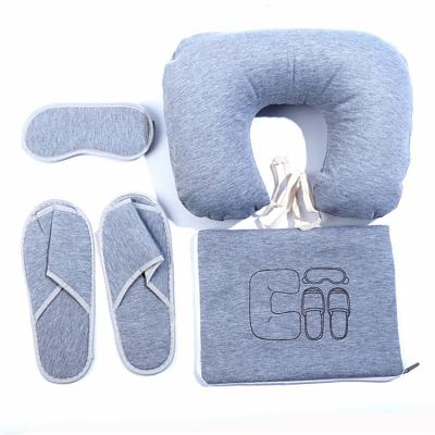 China Shading of lightweight creative airplane home train four-piece travel U-neck pillow slippers eye mask storage bag set wholesale for sale