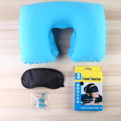 China Shading 2021 Travel Lightweight Three Piece Inflatable Travel Pillow, Sun Shade, Eye Mask, Earplugs Set Manufacturers Custom Wholesale for sale