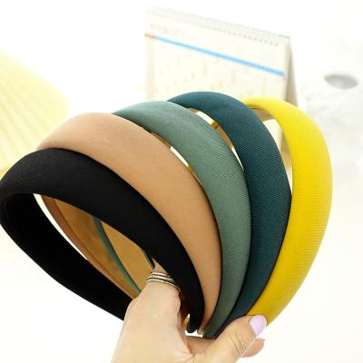 China Fashion Korean net red pure color headwear retro INS fashion wide edge sponge headband temperament pressure hair wash hair band for sale