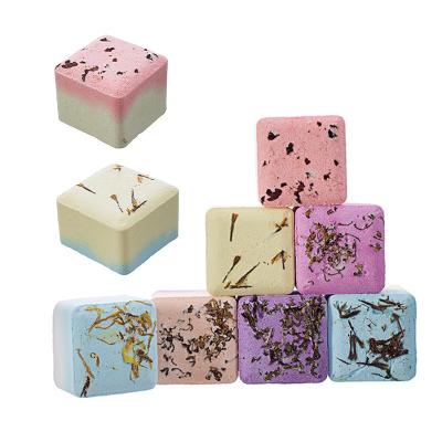 China Bath Cleansing Bombs New Product OEM Custom Organic Vegan Hot Selling Essential Oil Relax Square Shower Steamers Aromatherapy for sale