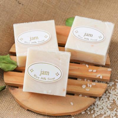 China Wholesale Stock 100% Acne Base Cleansing Ready Natural Handmade Skin Anti Whitening OEM White Square Rice Soap for sale