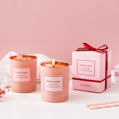 China Eco-Friendly Custom Private Label Home Decoration Pink Candle Jars Bulk For Women Scented Candle Gift Box for sale