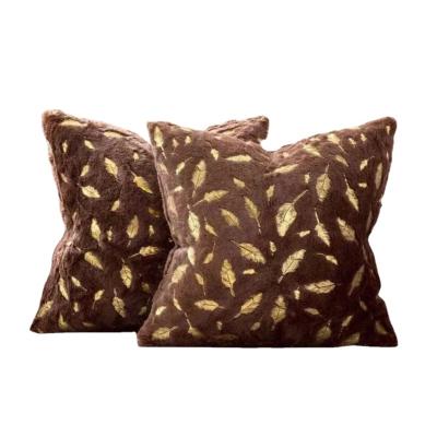 China Wholesale High Quality Sofa Soft Pillow Cover Fur Anti-static Gold Foil Feather Tile Covers Fur Plush Cushion Covers Decorative for sale