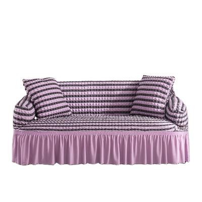 China Sofa Stretch Slipcover Polyester Solid High Elastic Protective Color Striped Two Color Quilting Home Decor Available for sale