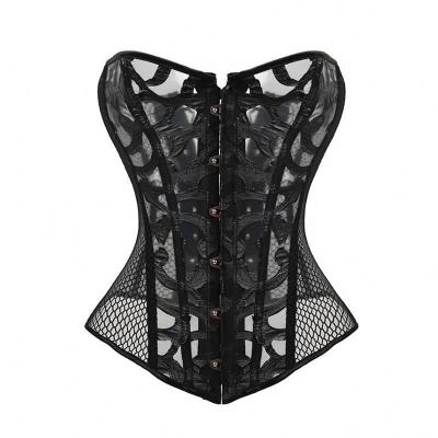 China Plus Size Breathable Black Clear Latex Vintage Ribbed Fashion Body Bustiers Lace Up Silver Crop Set Sexy Lingerie For Women Corset Top for sale