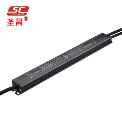 China UL listed 0-10V/1-10V (4 in 1) IP66 40W 100-277VAC 12V/24V/48V linear dimmable LED driver 368*30*22.5mm (L*W*H) for sale