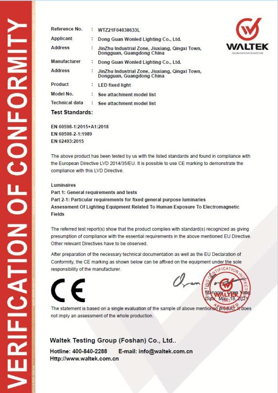 CE - Dongguan Mingpin Photoelectric Lighting Co., Ltd.