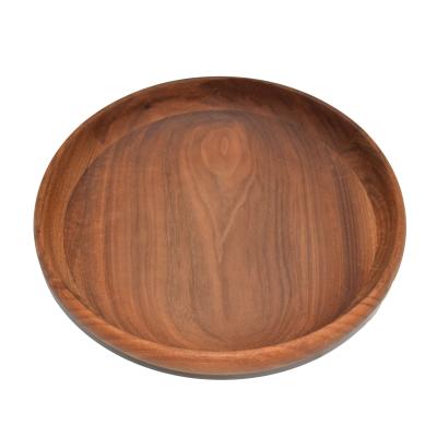 China Creative Sustainable Unbreakable Convenient Rectangle Light Strong Dishes Fruit Food Round Solid Serving Wooden Dishes for sale