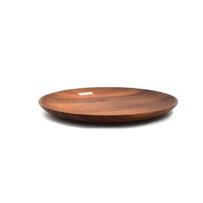 China Beautiful Kitchen Tableware Bar Design Round Serving Cutlery Tray Wooden Plate Set for sale