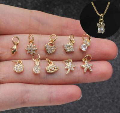 China Wholesale Jewelry Making DIY SS012 Charm Necklace Bracelet Key Heart Shape CZ Pendant Accessory for sale