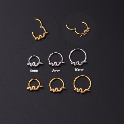 China Wholesale 16Gauge Stainless Steel Higned Nose Septum Snake Punk Surgical Circle Clicker Piercing Jewelry for sale