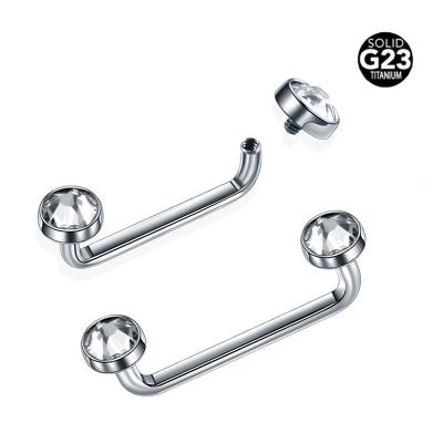 China CLASSIC Solid G23 Diamond Body Jewelry Surface Barbell Micro Titanium Solid Collar Bone Dermal Piercing for sale