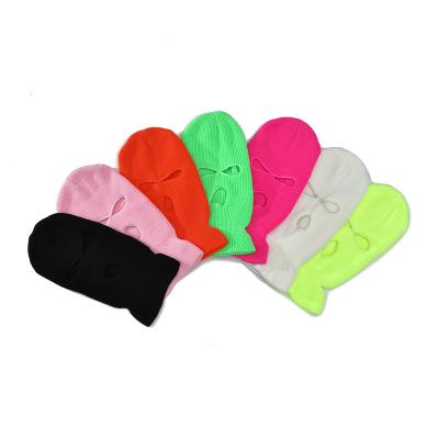 China JOINT Wholesale Winter Knitted Balaclava 3 Hole Custom Ski Neon Beanie Hat Outdoor Sport for sale