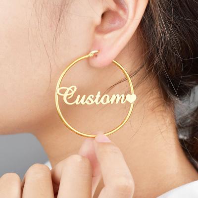 China 2020 Hiphop Name Customized Women 3mm 4mm huggie circle earrings, 5mm 8mm 10mm big circle earring women for sale