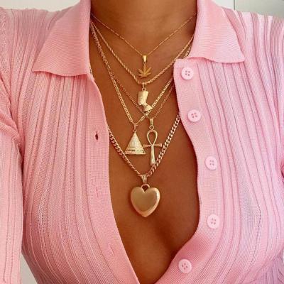 China FASHIONABLE Exaggerated Personality Triangle Love Lightning Thug Alloy Women Triangle Necklace African Necklace for sale