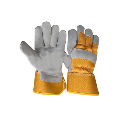 China Cow Split Hand Protection Leather Work Cow Split Work Safety Gloves Double Palm Cowhide Cotton Leather Heat Resistant Welding Working Gloves for sale