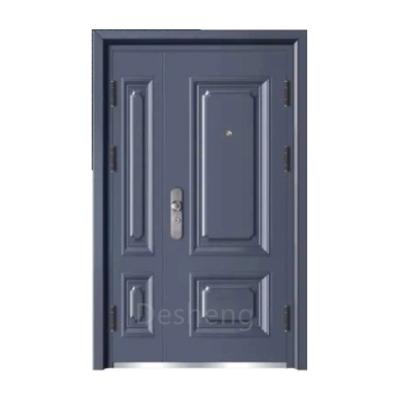 China Steel Front Entry Door Design of Contemporary Exterior Double Doors and Glass Entry Wrought Iron Doors for sale