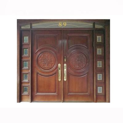 China Aech Fashion Front Double Solid Teak Wood Garage Doors Entrance Modern Antique Antique Carved Main Wooden Double Door for sale