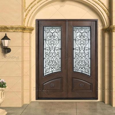 China Victorian Residential Villa Customized Big Size Hurricane Heavy Duty Design Luxury Wrought Iron Entry Entry Door for sale