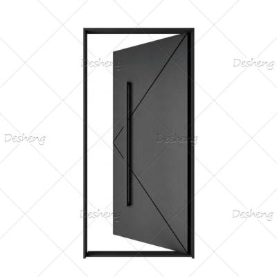 China Durable Single Panel System Controls Modern Dark Gray Aluminum Pivot Door Automatic Revolving Flush Design for sale