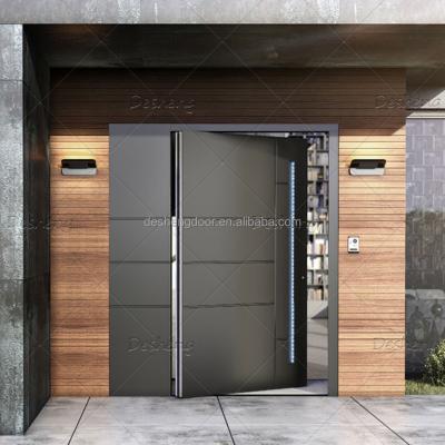 China Front Luxury Modern Wooden Entrance Sound Insulation Exterior Main Entry Pivot Door For House Door Solid for sale