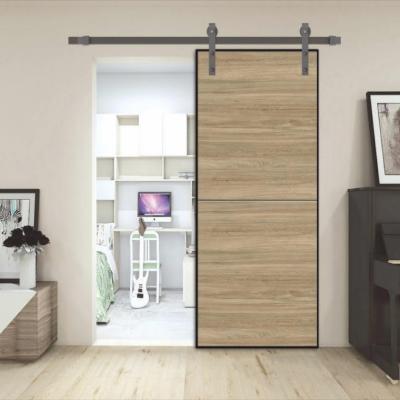 China Modern Interior Sound Proof Single Sided Sliding Plank Barn Door Slide Solid Wood Barn Door For House And Villa Resistant for sale