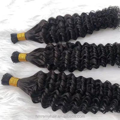 China Cuticle Aligned.No Gray Henan Free Sample Pre Bonded Curly Human Keratin Prebonded Black Silk Straight Deep Water Wave Kinky I tip Remy Hair Extensions for sale