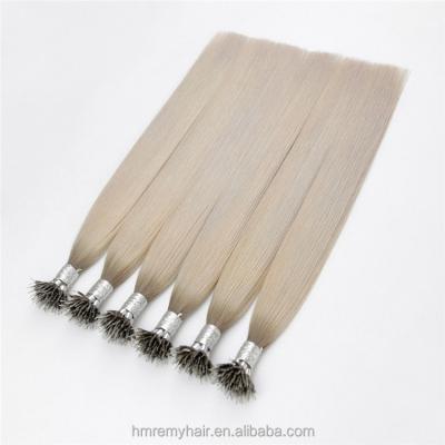 China Raw 100% Gray Hair Extensions Cuticle Aligned.No Real 1 Micro Thick Balayage Dispenser Beads Original Brazilian Ring Nano Loop Hair Extension for sale