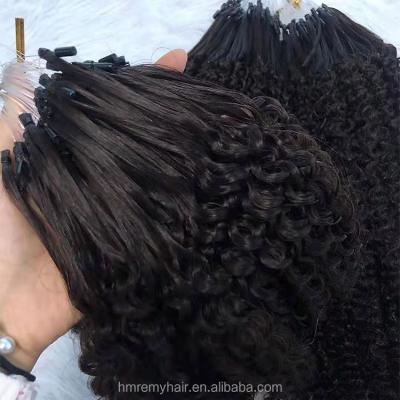 China Natural Virgin Curly Virgin Human Indian Curly Wavy Women's Loop Hair Cuticle Aligned.No Gray Wholesale Micro Bead Loop Ties Hair Extensions for sale