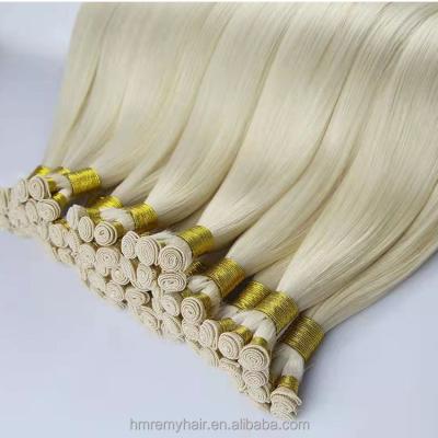 China Cuticle Aligned Hair Color Untouched Top Remy Hair.No Gray Luxury Quality Cuticle Aligned Handtied Blonde Weft Full Real Handtied Hair Cuticle Aligned Remy Hair for sale