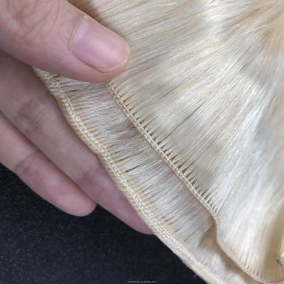 China Cuticle Aligned.No Gray Hot Selling Wholesale Cuticle 100 Blonde Brazilian Blonde Full Hair Hand Tied Hair Weft Extension for sale