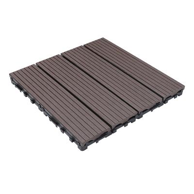 China Europe Deal Coffee/Brown Color WPC Design Floor Tiles Waterproof Interlocking Deck Tiles for sale