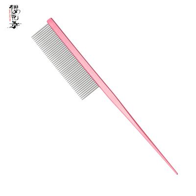 China Durable High Quality Sturdy Stainless Steel Pet Grooming Pointed Nail Tail Comb Pink for sale