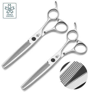 China Viable Pet Thinning Double Sided Tooth Scissors 6.5 Inch Imported Pet Stock Shears Non Sharp vg10 Hair for sale