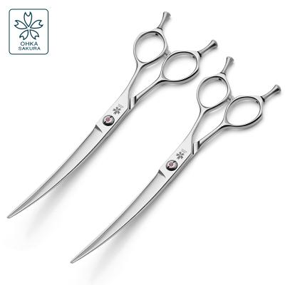 China Taiwan sustainable pet curved scissors 7 inch japanese imported vg10 high-grade trimming scissors for pet beauticians for sale