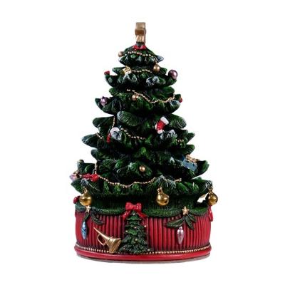 China Europe OEM ODM Resin Christmas Tree Music Box Rotating Christmas Gift Ornament for Women Kids Babies Mom Daughter Gifts for sale