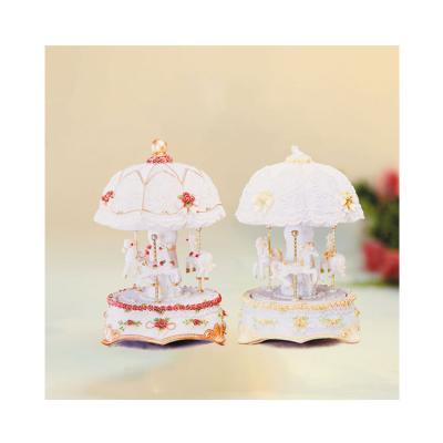 China Europe the latest color unicorn mini carousel music box, home decoration musical carousel for sale