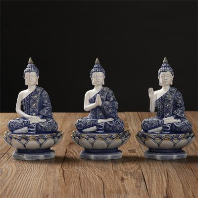 China China Jiayi Modern Blue White Resin Buddha Statue For Living Room Home Decoration for sale